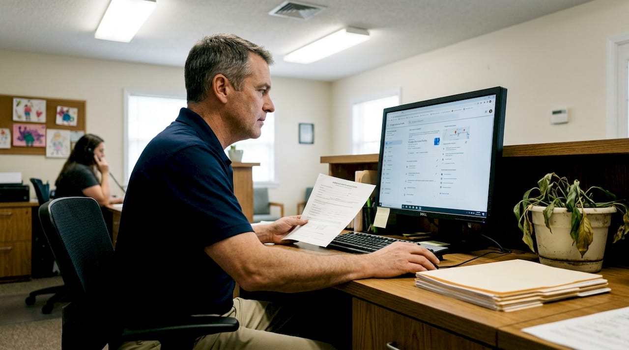 Clinic manager updating business profile online