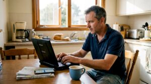 Business owner working on SAB website